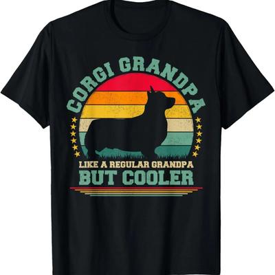Corgi Dog Lover Funny Vintage Corgi Grandpa Father's Day T-Shirt