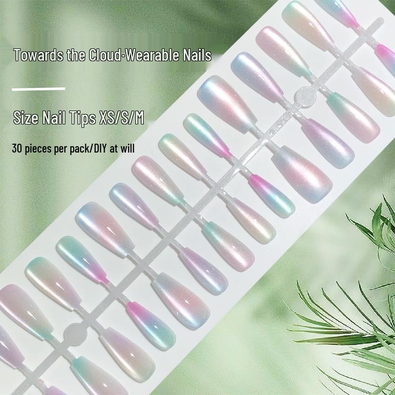

Seven-Color Cat Eye Rainbow Macaron Nails – Sweet Summer Set [30 Pieces]