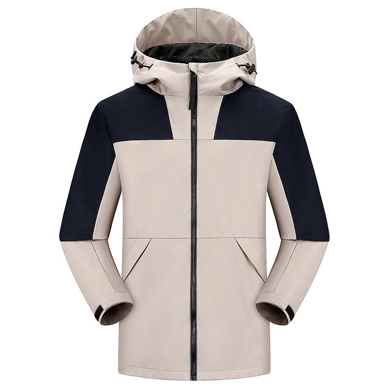 

Men s Color-Blocked Windbreaker: Thick, Windproof & Waterproof Trench Coat for Autumn/Winter Mountaineering, with Logo. XL