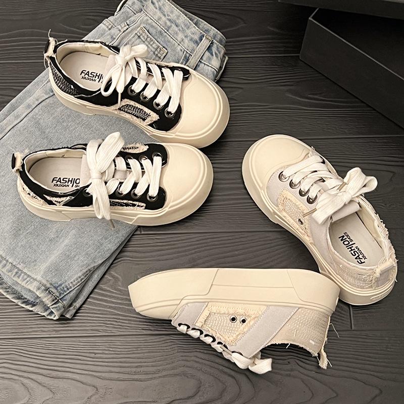 Popular super fire platform canvas shoes women's spring and autumn 2025 high-end casual lightweight white shoes versatile board shoes