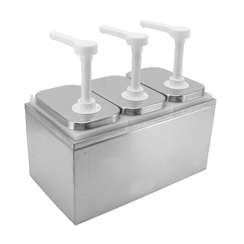 Sauce Dispenser Plastic and Stainless Steel Condiment Pump Station Sauce Dispenser For Kitchen Home