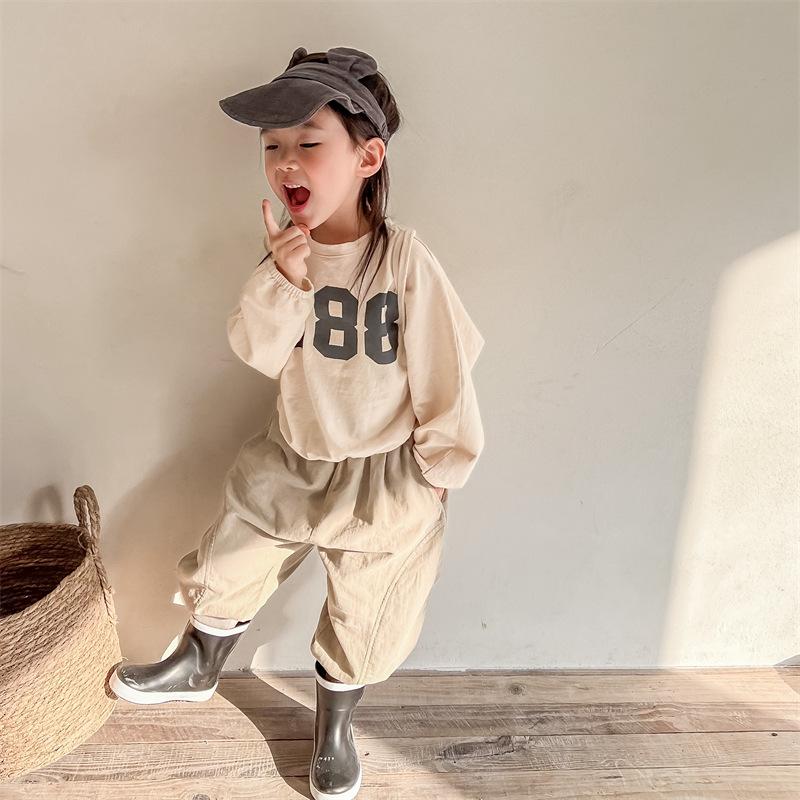 Kids Korean Style Solid Color Long Sleeve Crew Neck Sweatshirt Base Layer Top
