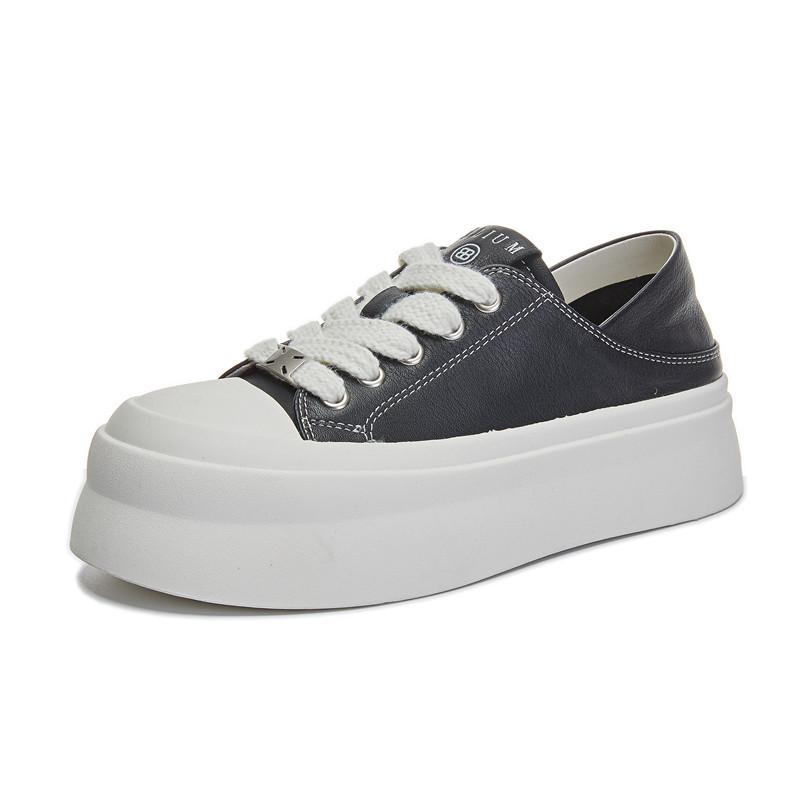 The first layer of cowhide little white shoes for women's 2025 spring new thick-soled heightening big head board shoes casual versatile two-wear