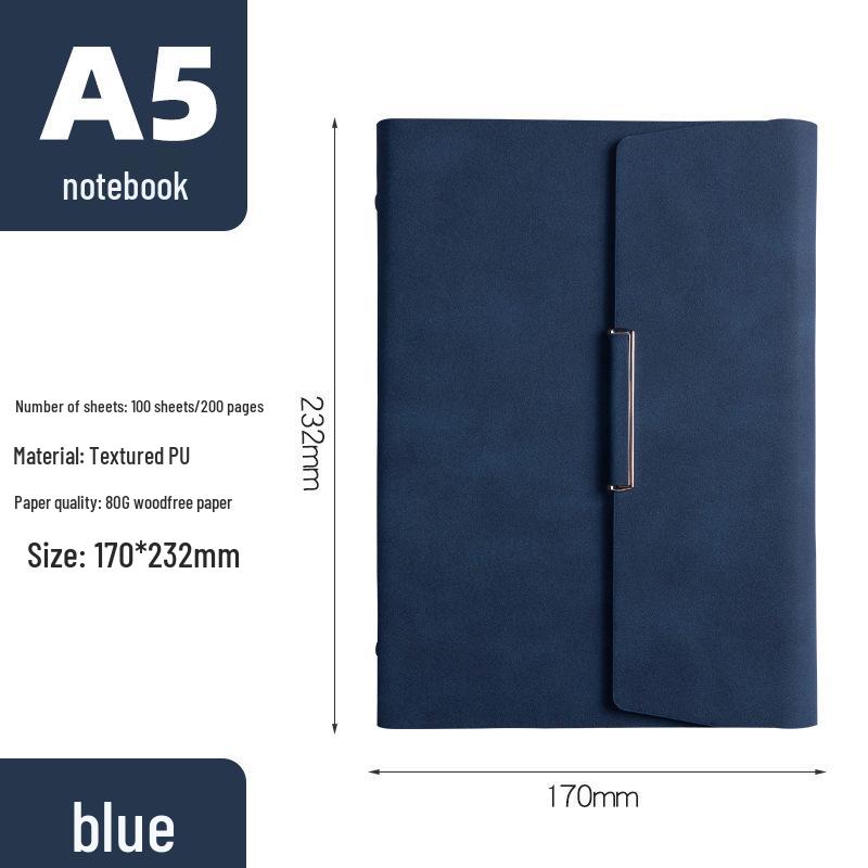 Magnetic Buckle PU Leather Business Notebook with Card Slot - Retro Style, Thickened Pages, Printable Stationery