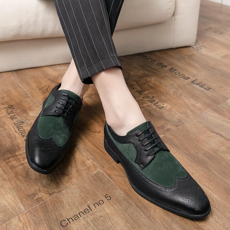 Men Vintage Block Shoes Black Brown Lace up Business Office High Quality Formal Shoes Gentleman Social Shoes Size 38-48 Men Shoe
