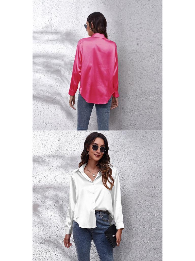 Women's Satin Long-Sleeve Blouse - New European and American Style