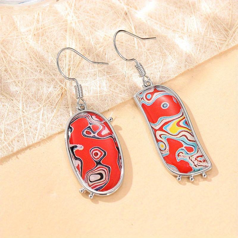Bohemian Style Geometric Graffiti Design Pendant Earrings for Women's  Creative Vacation Daily Jewelry Accessories Crafts