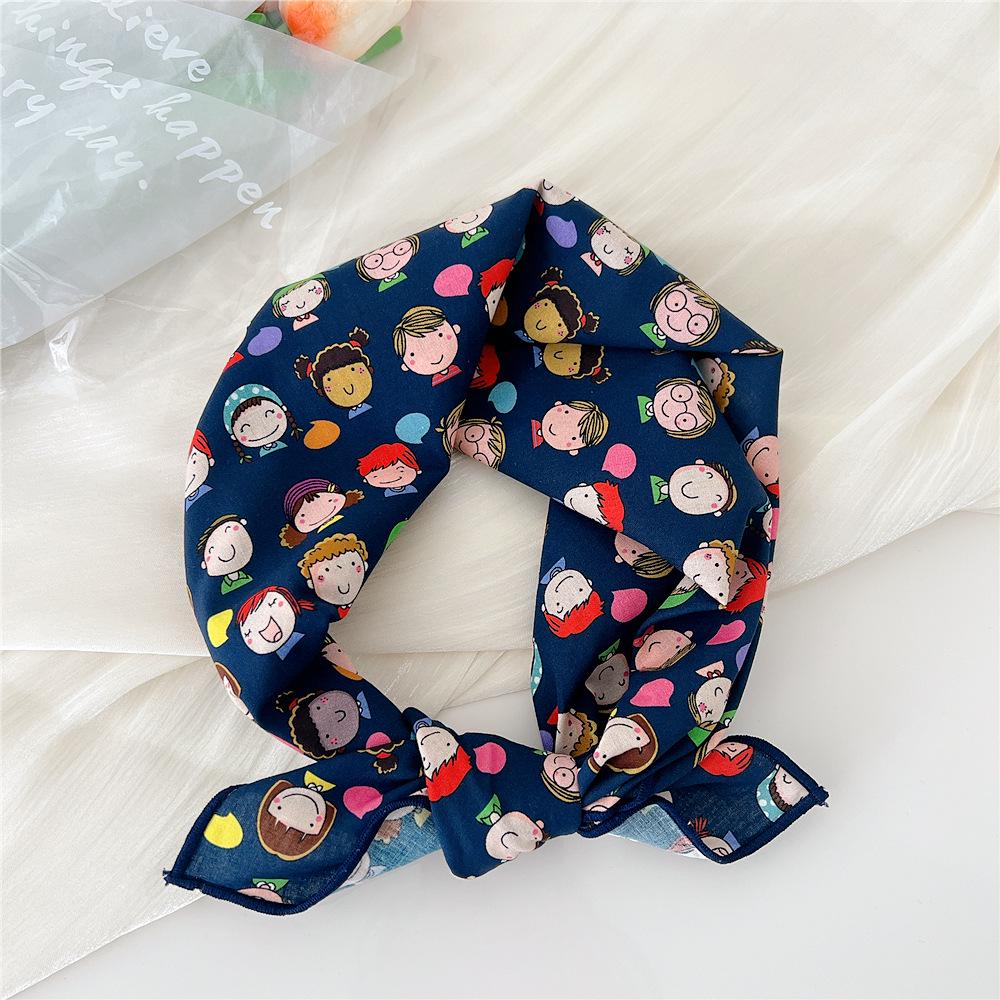 58 Cotton Linen Small Square Silk Scarf for Women - Spring/Autumn/Summer Korean Style Headband & Decorative Scarf