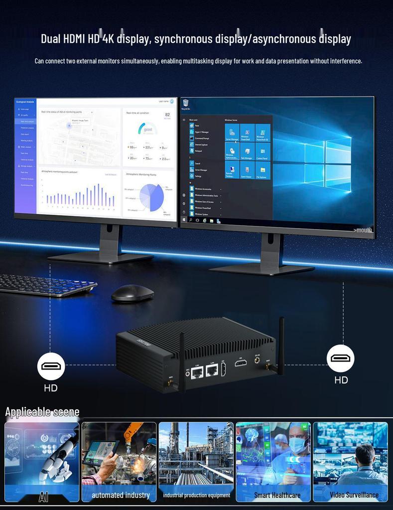 HYSTOU Fanless i5-1235U Dual HDMI Industrial Mini PC