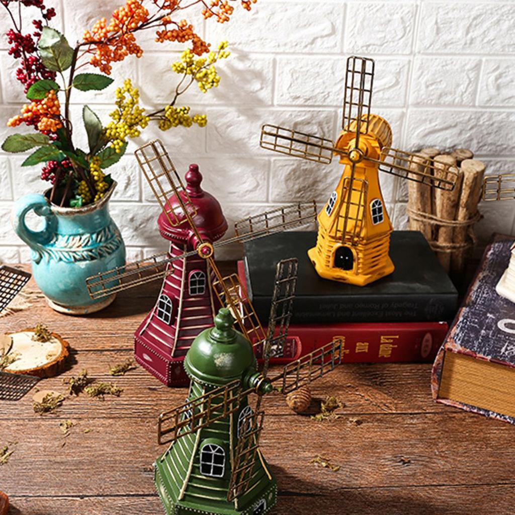 Vintage Nederlandse Windmolen Hars Tafeldecoratie Handgeschilderd Boerderij Kerst Dorp Display voor Plank & Schouw Verzamelaarscadeau