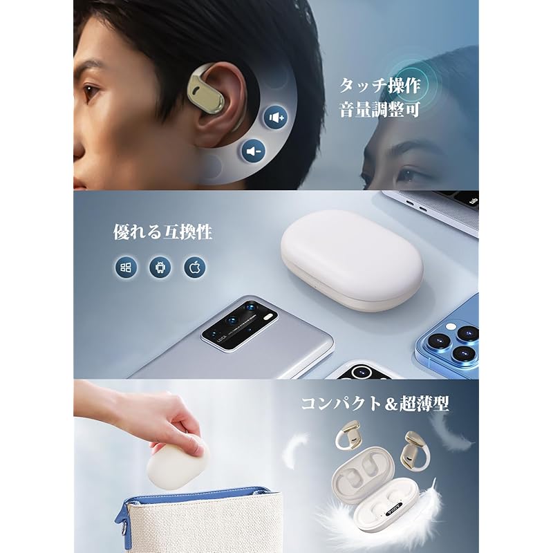 Kopfhörer Bluetooth-Kopfhörer 5.4 Offene Ohrhörer, die Ihre Ohren nicht blockieren Hi-Fi-Klangqualität Ohrbügel-Bluetooth-Kopfhörer