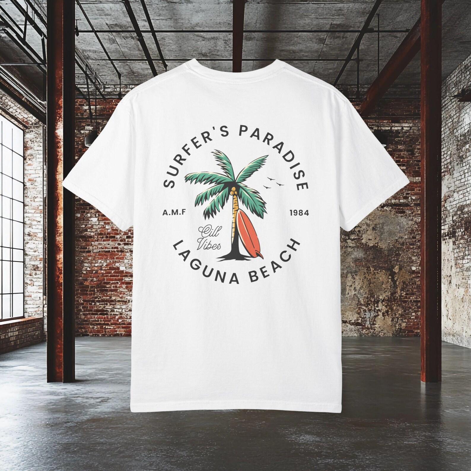 Surfer s Paradise Laguna Beach Shirt | Vintage Surf Tee | California Beach T shirt| Palm Tree Surfboard Shirt | Summer Beach Vibes S