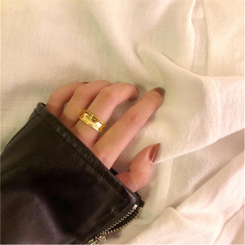 

New Fashion Simple Niche Irregular Concave 925 Sterling Silver Jewelry Personality Geometric Exquisite Opening Rings TYB394 золотий