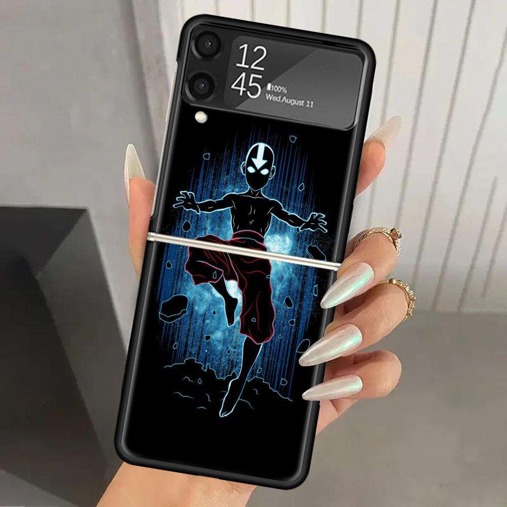 Anime Avatar The Last Airbender Hard PC Phone Case For Samsung Galaxy Z Flip 6 5 4 3 Black Cover ZFlip6 Flip5 Flip4 5G Foldable