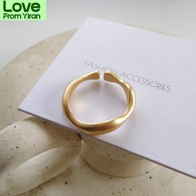 S925 Sterling Silver Ring Wave Gold Color Punk Letter Open Adjustable Rings Design Finger Rings Women Bridal Wedding Gifts