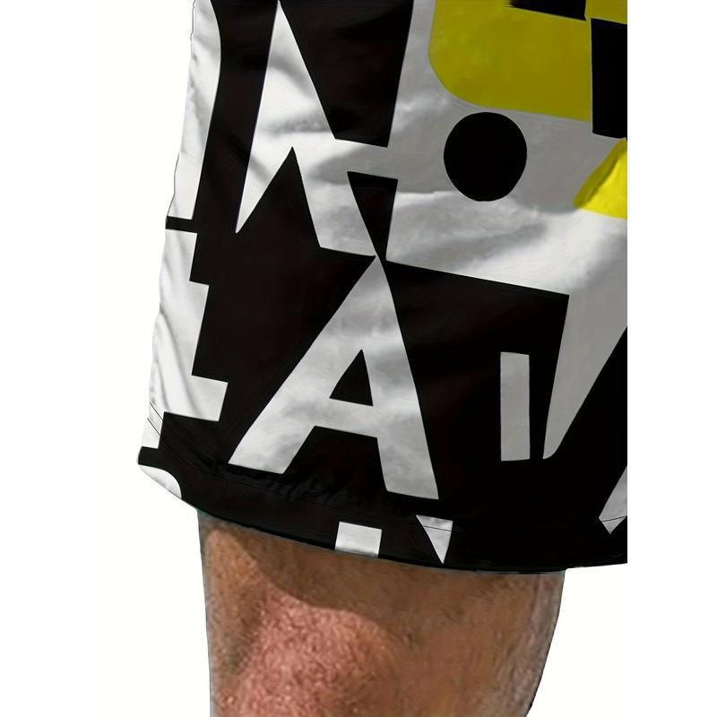 Men's Quick-Drying Geometric Print Swim Trunks