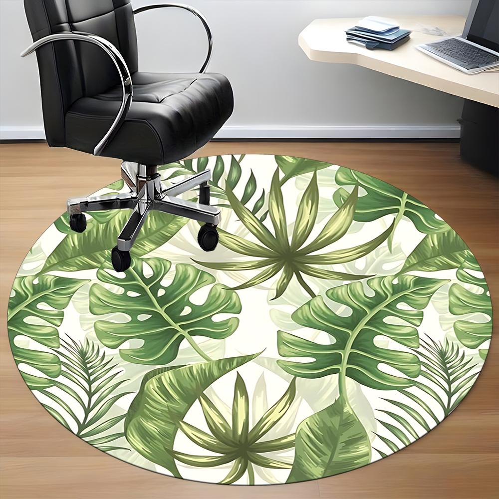 1pc Tropical Leaves Office Round Area Rug, Indoor Mat Suitable ForOffice, Under Office Chairs Bedroom Living Room Home Decor, Room Decot074