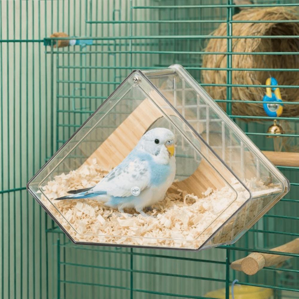 Visible Parakeet Nesting Box Transparent Bird Cage House Practical Wooden Bird's Nest Aviary