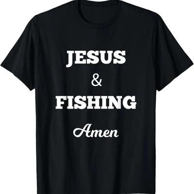 Jesus And Fishing Amen Funny Christian T-shirt