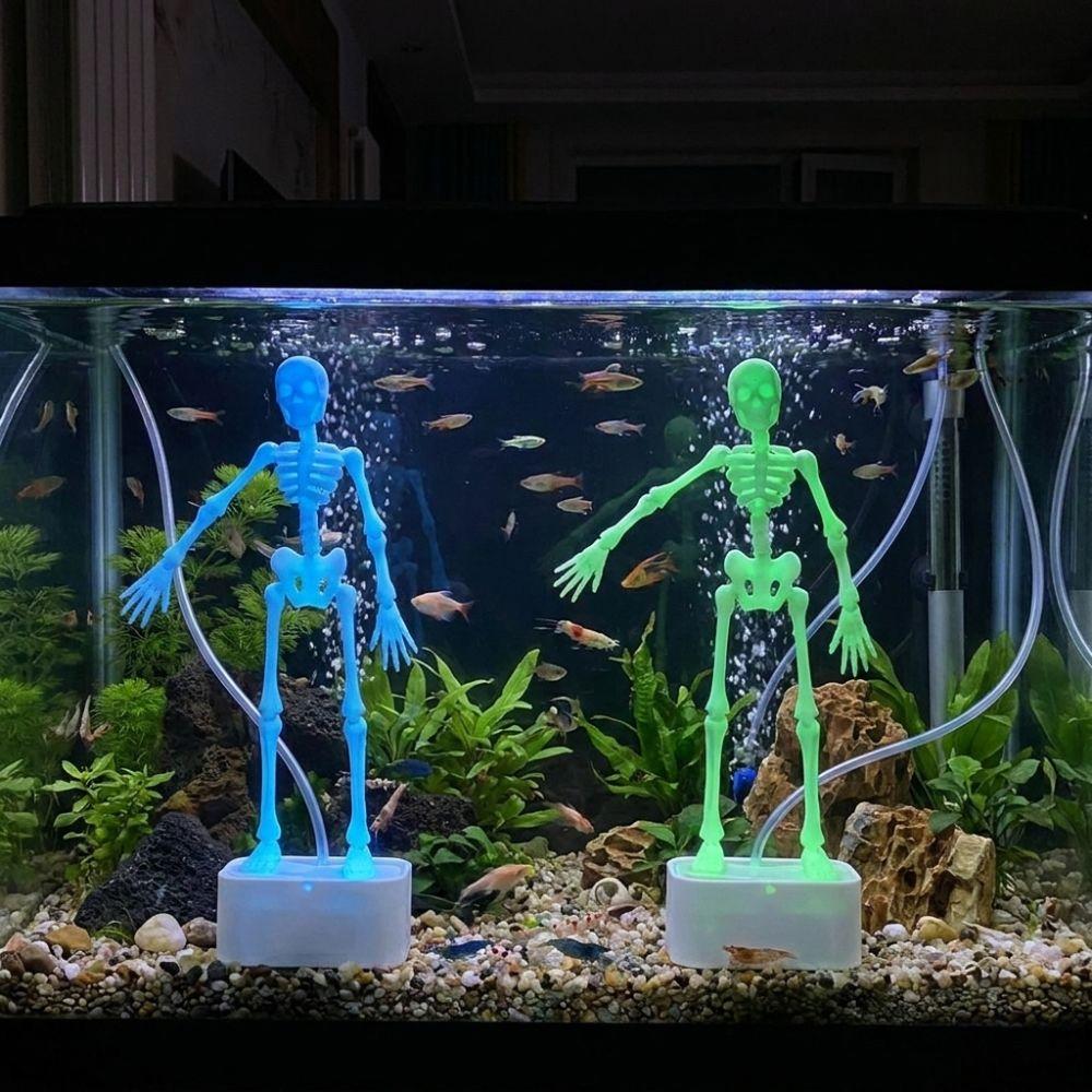 Multi-Joint Movable Dancing Skeleton Aquarium Bubbler  Halloween Party