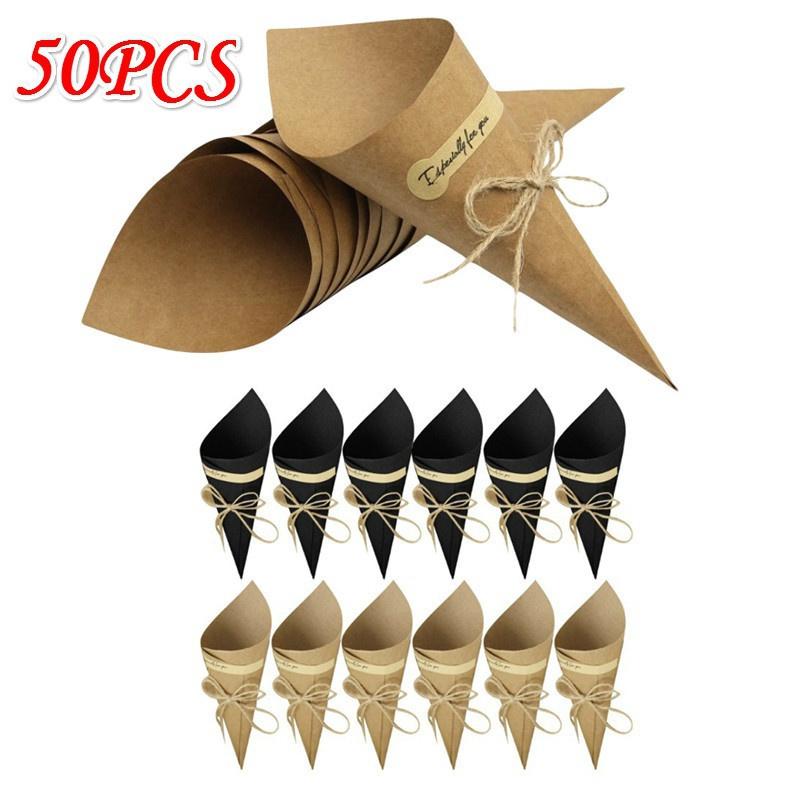 50Pcs/lot Kraft Paper Bouquet Wrapping Paper Flower Tube Creative Card Black Primary Color Greeting Card Diy Retro Dried Flower