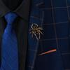 Golden & Silvery Alloy Spider Brooch Pins for Men | Vintage-Inspired Design, Faux Gemstone Embellished, Chain Necklace Accessory for Suits, Jackets
