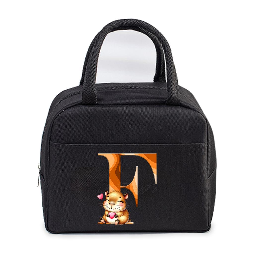 Office worker small portable lunch bag Oxford cloth letter student large portable bento bag