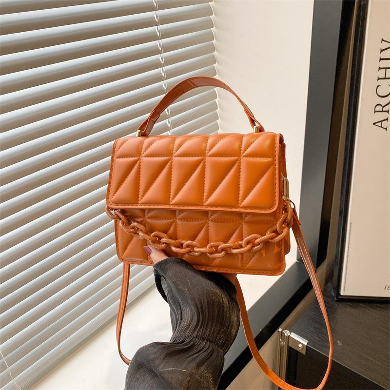 

Простой дизайн ретро портативная маленькая квадратная сумка женская сумка лето новая цепочка однотонная сумка через плечо мессенджер коричневый