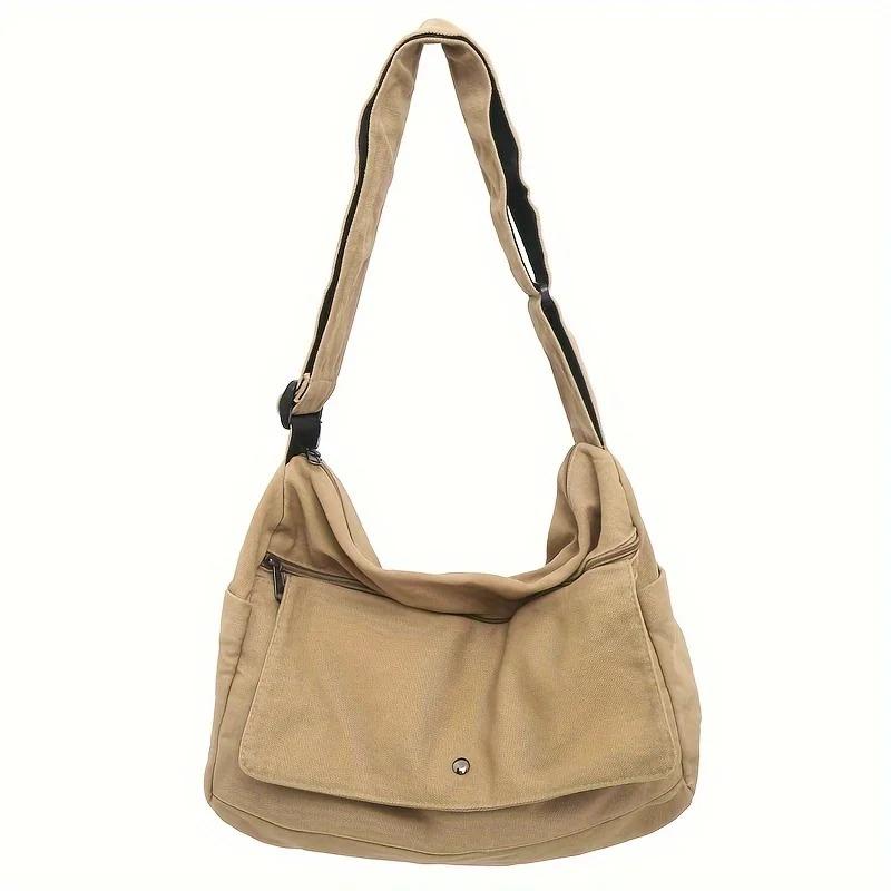4-Color Large Capacity Canvas Crossbody Hobo Bag - Durable, Adjustable, Trendy Sling