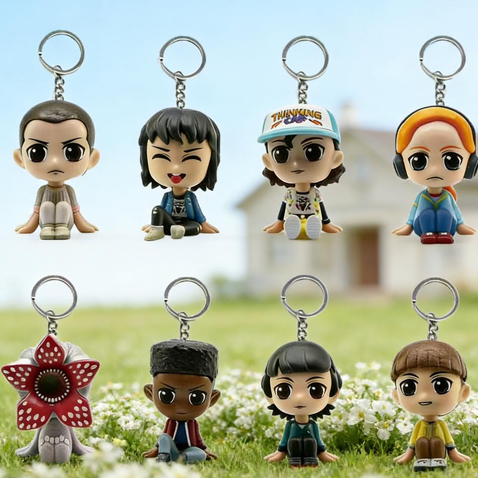 Stranger ELEVEN Demogorgon DUSTIN Barb Steve Robin Keychain Toy Vinyl Figure Pocket Things Keychain Model Gifts