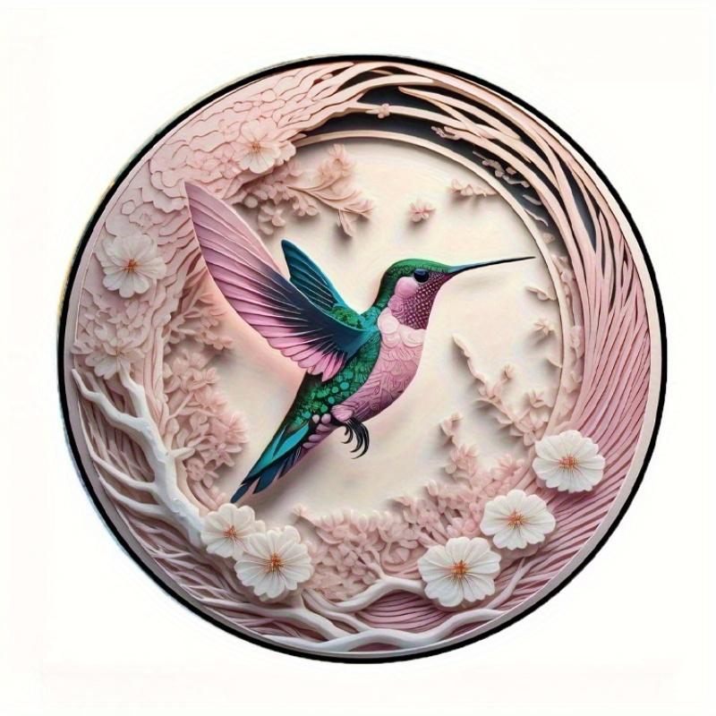 

2d Плоский 20*20см, Кругла Дерев яна Табличка Колібрі, Подарунок для Декору Входу, Тема Колібрі, для Бару, Кафе, Клубу, Дому, Декор Стіни Кімнати. 20*20cm