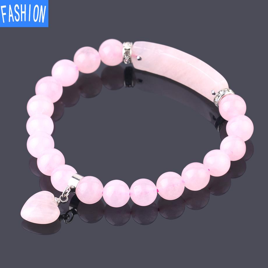 

Браслет из натуральных хрустальных бусин Love Charm Браслет из бисера Женские украшения Rose Quartz