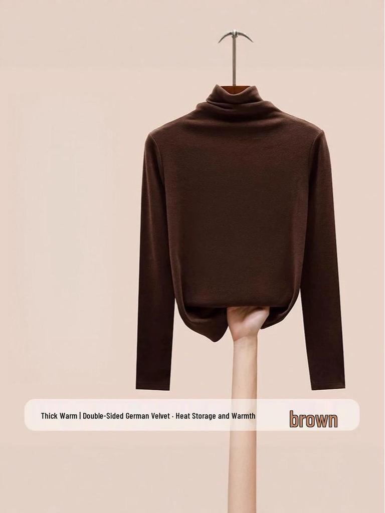 Plüsch-Langarm-Basisshirt für Mädchen mit hohem Kragen - Herbst/Winter 2025 Edition