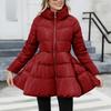 European and American Coat New Design Sense Slim-fit Vertical Collar Women's Mid-length Thickened Waist Cotton-padded Jacket