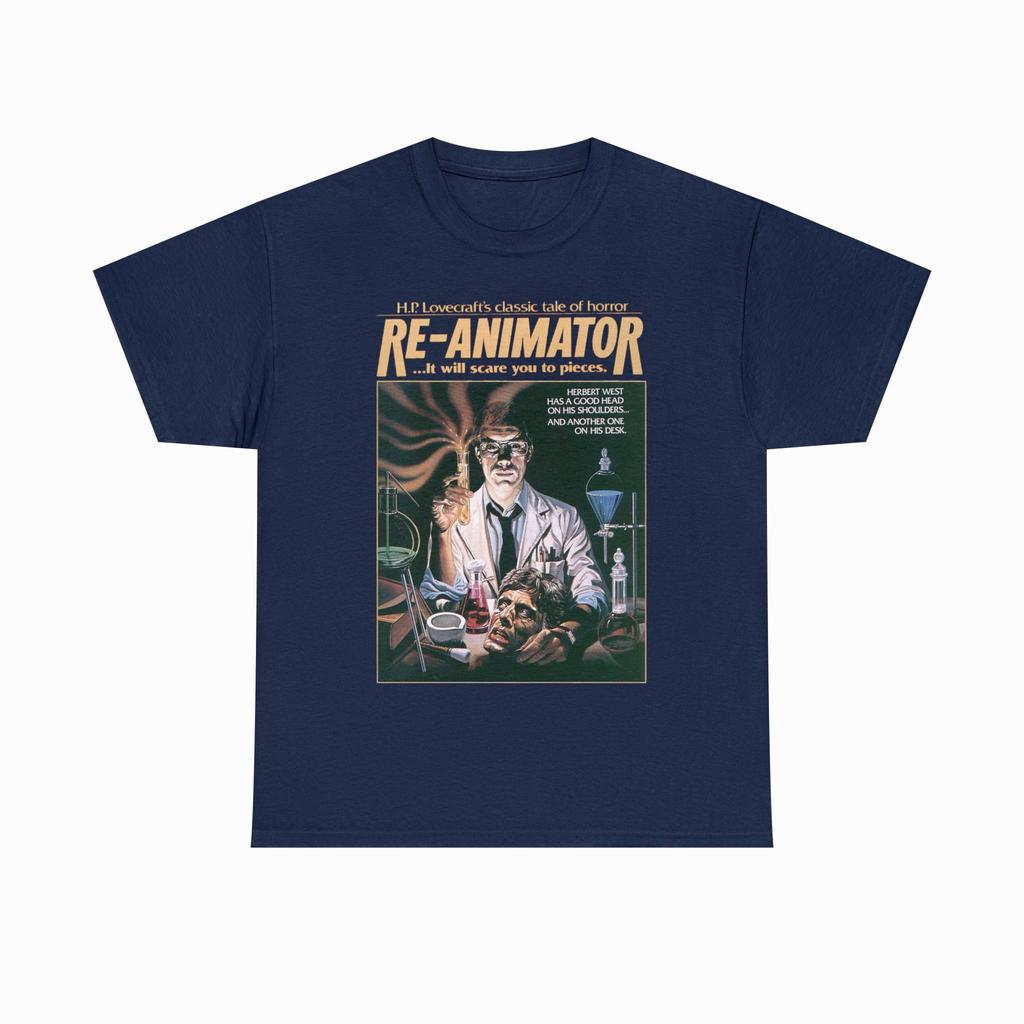Retro 80s Horror Reanimator Poster Front Print Tshirt Unisex Soft Cotton Vintage Horror Oversized Fashion Short Sleeve Tops