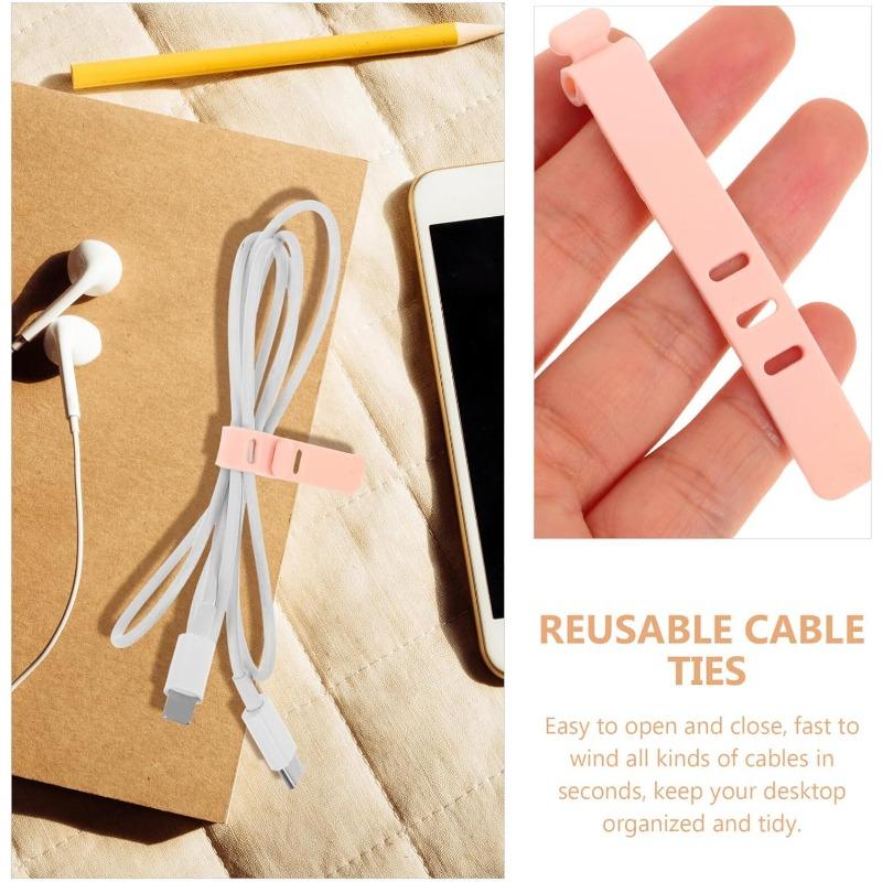 4pcs Multi-Function Cable Management Kit: Silicone Winders, Ties & Clips for Desk, Travel & Car, Cord Organizer Set
