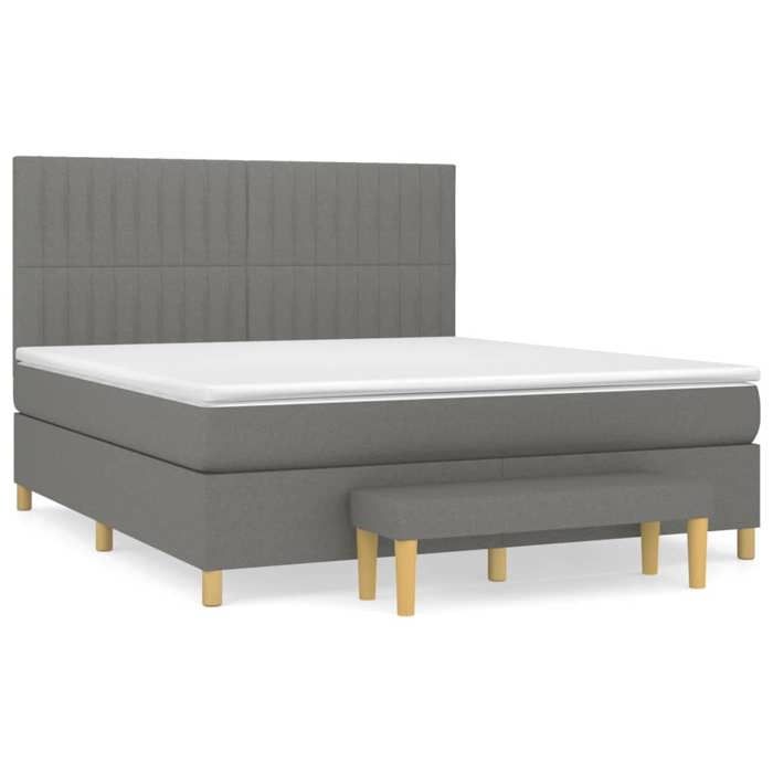 Exclusive House - Slatted Bed Base with Mattress Dark Grey 160x200cm Fabric