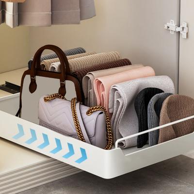 Pull Out Cabinet Organizer Fixed with Adhesive Nano Film Punch-free Heavy Duty Slide Out Pantry Shelves Sliding Drawer Pantry Shelf for Kitchen