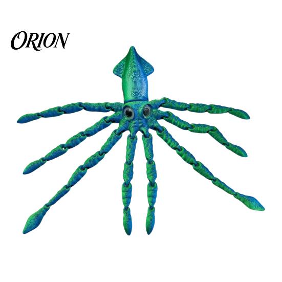 Ocean Themed Party Favors 3D Printed Squid Fidget Toy, Flexible Articulated Marine Animal Figure, Decompression Educational Cognitive Teaching