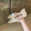 Shoes commuter RV square buckle patent leather square head shallow mouth hollow flat sole single shoes summer