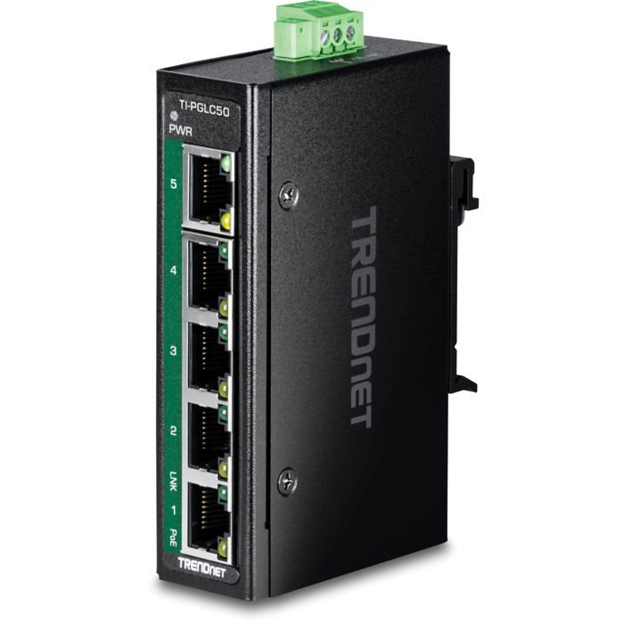Commutateur Industriel - TRENDnet - TI-PGLC50 - 5 Ports Gigabit PoE+ - Design Compact - IP30