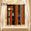 Seasonal Festival Gift Halloween Rag Banner, Orange Black Skull Ghost Pumpkin Hanging Decoration, Rustic Theme Banner Fabric Stripe for Front
