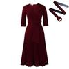 Autumn Spring Dresses for Women Elegant Half Sleeve V-neck Polyester Pleat Dress Dresses Clothes