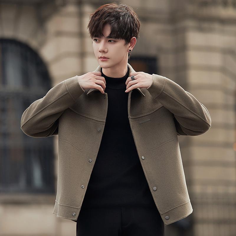 Men's Trendy High-End Cashmere Wool Double-Sided Jacket for Spring, Autumn, and Winter