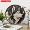 2D Flat 20*20cm1pc Cute Alaskan Malamute Theme Round Pendant, Charming Dog Rustic Appeal Art Plaque, Application To Entrance&Front Door&Farmhouse