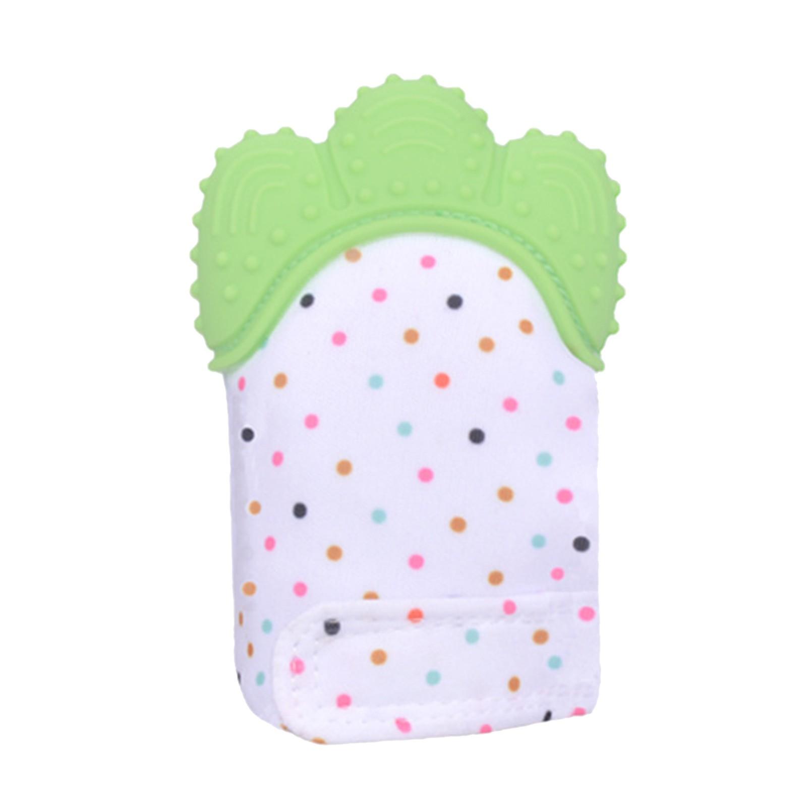 

(проектор)Силиконовые детские перчатки для прорезывания зубов, детские игрушки для защиты от еды, молярные палочки, перчатки для предотвращения царапин на руках ребенка One Size зелёный