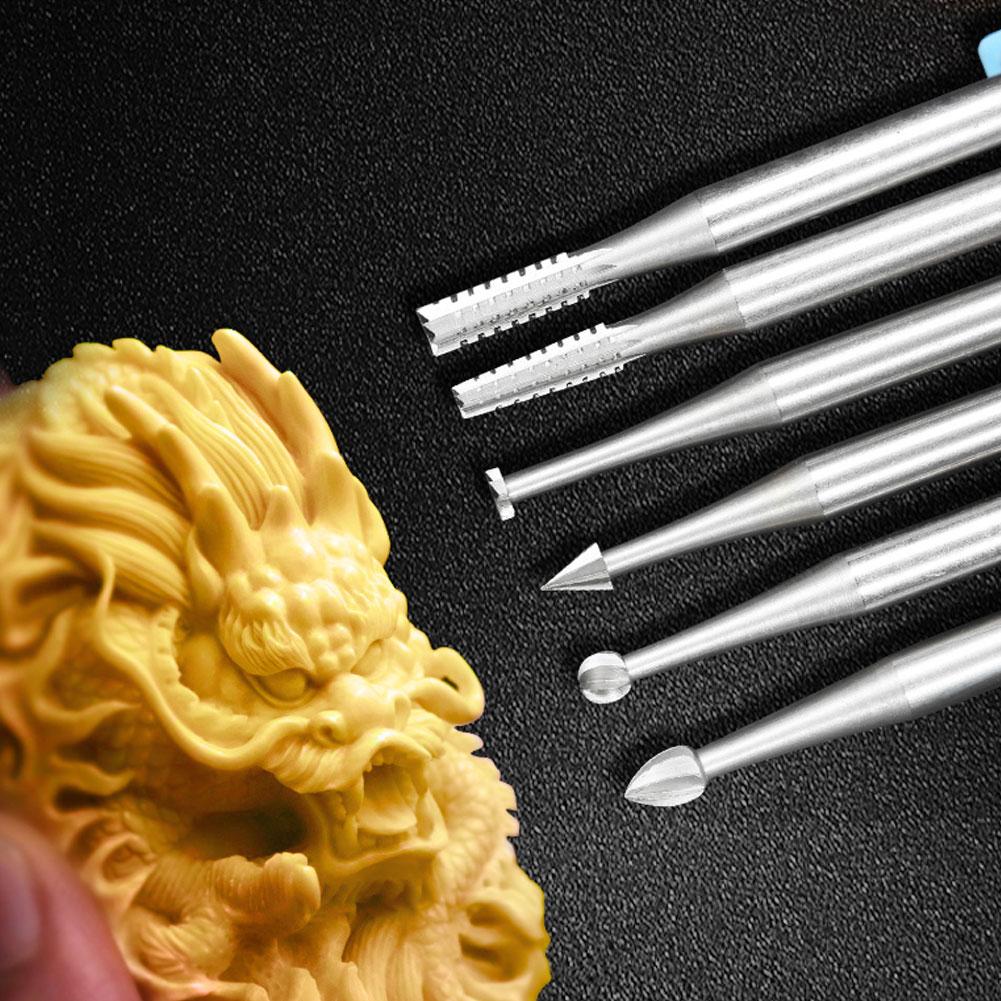 6Pcs/Set 2.35mm Handle Tungsten Steel Milling Cutter Carving Knife Engraving ToolL Size