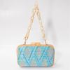 Modische Holzclip-Kupplungstasche für Damen Acrylketten Damen-Schultertaschen Geometrische Muster Handtaschen Sommer Strandparty-Portemonnaies