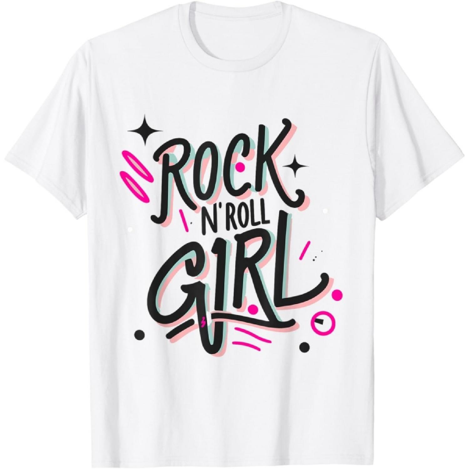 Halloween Rock N Roll Girl Retro Costume Graffiti T-Shirt S