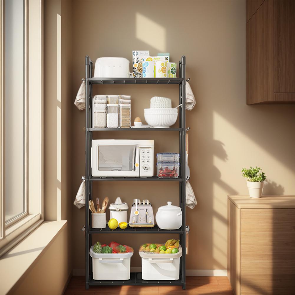 5 Tier Storage Shelves Adjustable Storage Rack 66 Lbs Capacity Storage Shelf for Kitchen Pantry Closet Bathroom Laundry Garage